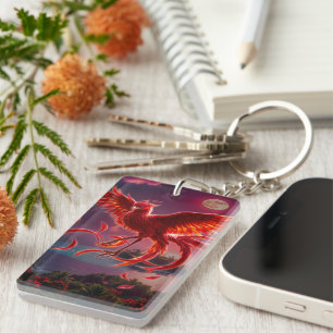 Crimson Phoenix of the Moonlit Tide. Keychain