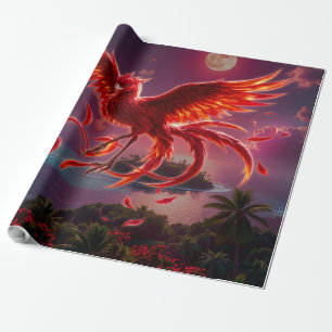 Crimson Phoenix of the Moonlit Tide. Wrapping Paper