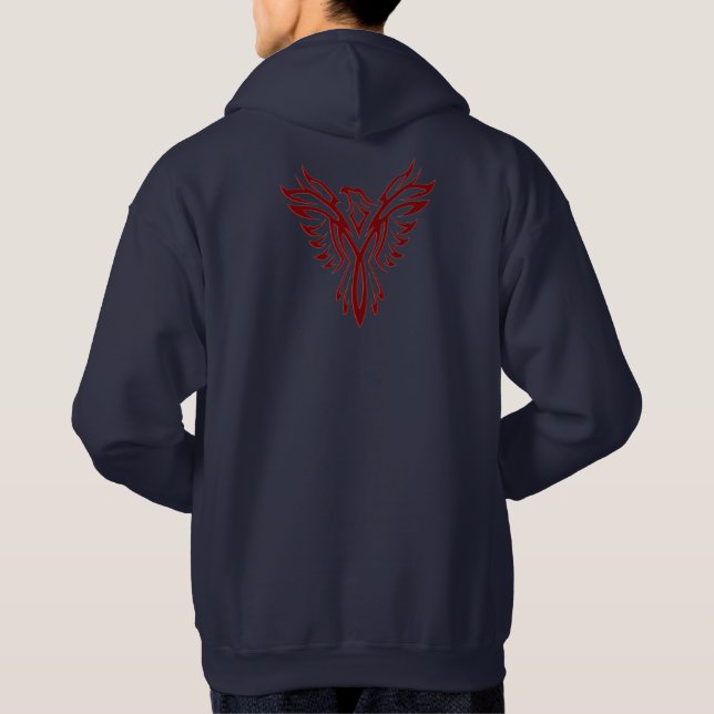 Crimson Phoenix Rising for Hope and Positivity Hoodie (Back)
