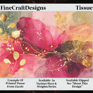 Crimson & Pink Alcohol Ink + Gold EA4R Decoupage Tissue Paper