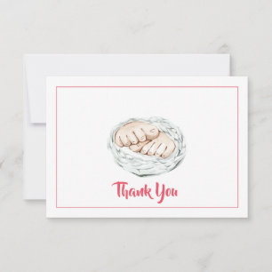 Crimson Pink Baby Shower Thank You Card