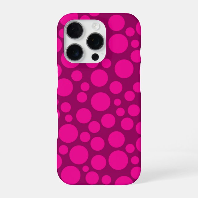 Crimson pink polka dot iPhone case (Back)