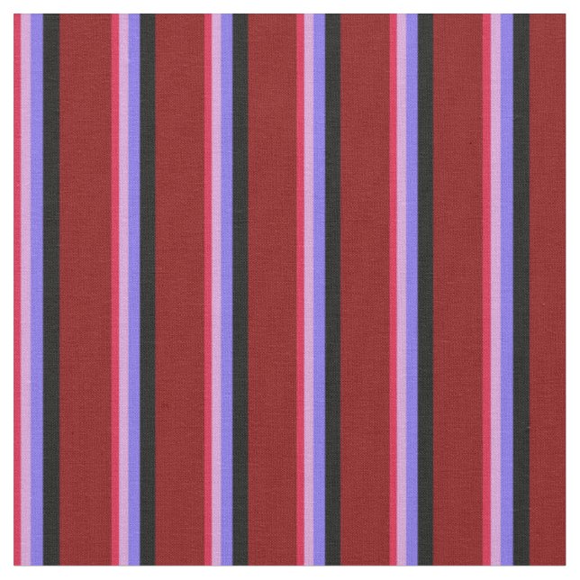 Crimson, Plum, Medium Slate Blue, Black & Maroon Fabric (Close Up)