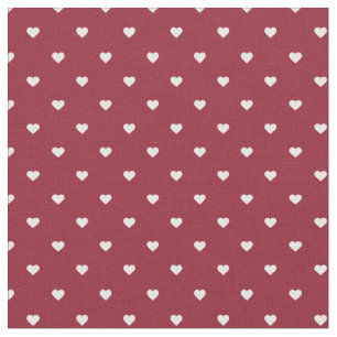 Crimson Polka Dot Hearts Fabric