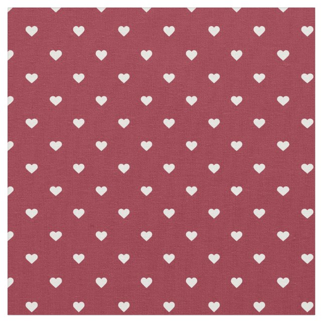 Crimson Polka Dot Hearts Fabric (Close Up)