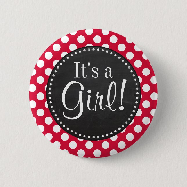 Crimson Polka Dots; Chalkboard look 2 Inch Round Button (Front)