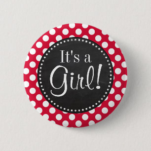 Crimson Polka Dots; Chalkboard look 2 Inch Round Button