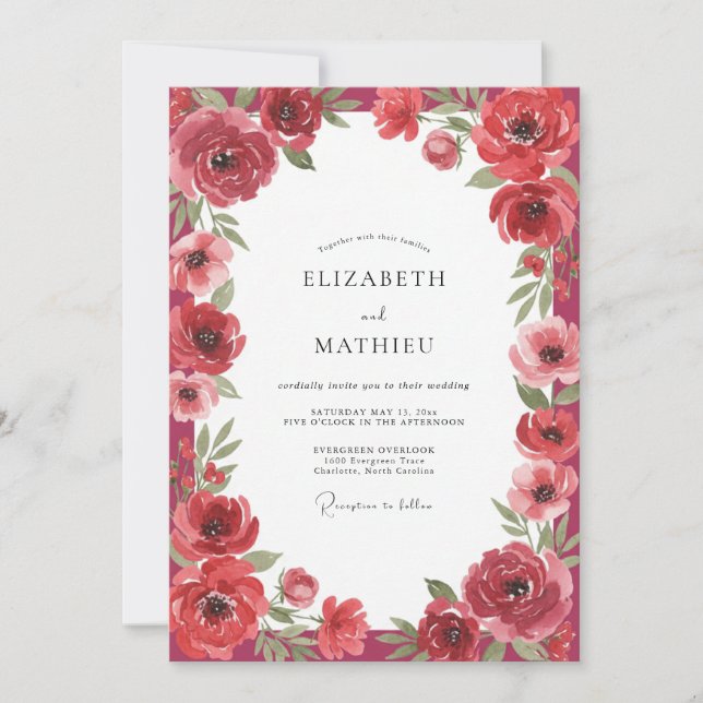 Crimson Poppy Wedding Invitation (Front)