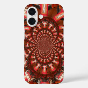 Crimson Pulse Kaleidoscope Tongue Abstract Art iPhone 16 Case