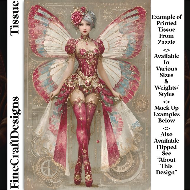 Crimson Red Adult Fairy In Corset DN1L Decoupag Tissue Paper (Creator Uploaded)