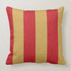 Crimson red and gold stripes throw pillow