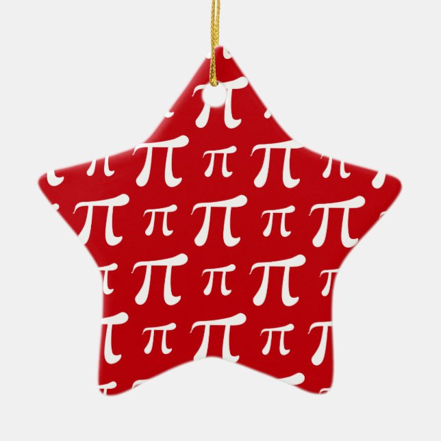 Crimson Red and White Pi Symbol Ceramic Ornament (Front)