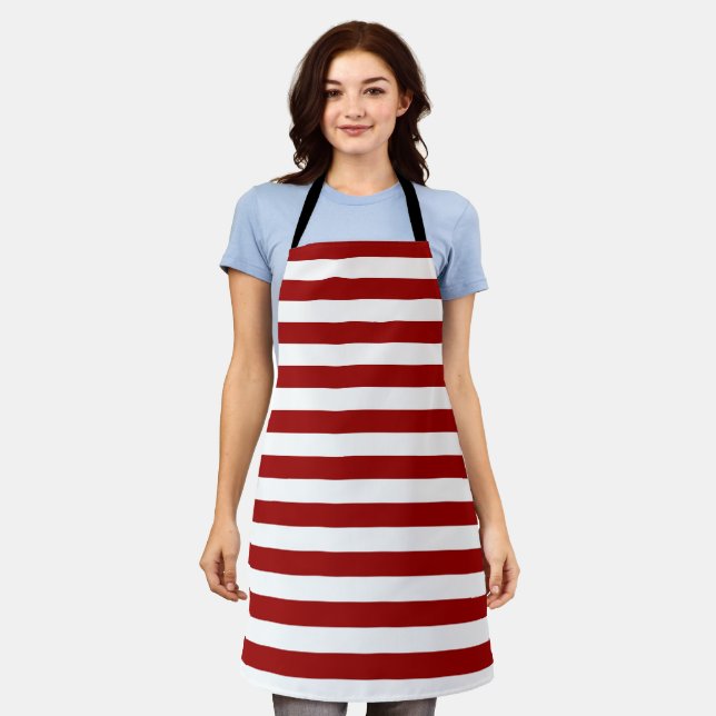 Crimson Red and White Stripes Apron (Worn)