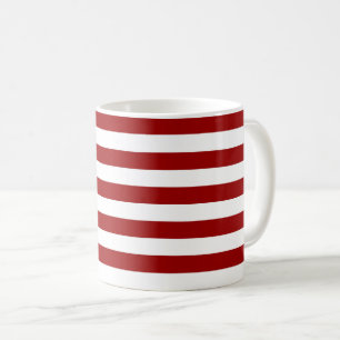 Crimson Red and White Stripes Coffee Mug