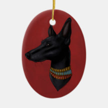 Crimson Red Anubis Ornament