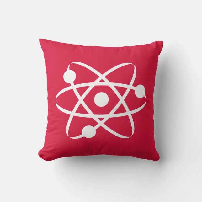 Crimson Red Atom Throw Pillow (Front)