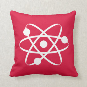 Crimson Red Atom Throw Pillow