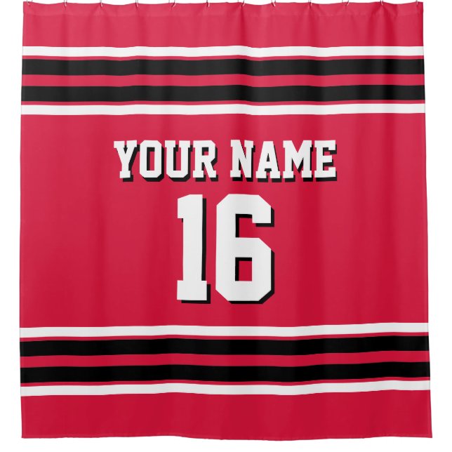 Crimson Red Black White Stripes Sports Jersey (Front)
