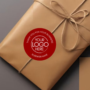 Crimson Red Business Thank You Classic Round Sticker