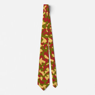 Crimson Red Camo in Light Yellow and Olive Green Tie