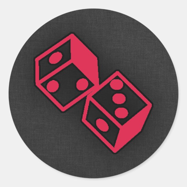 Crimson Red Casino Dice Classic Round Sticker (Front)