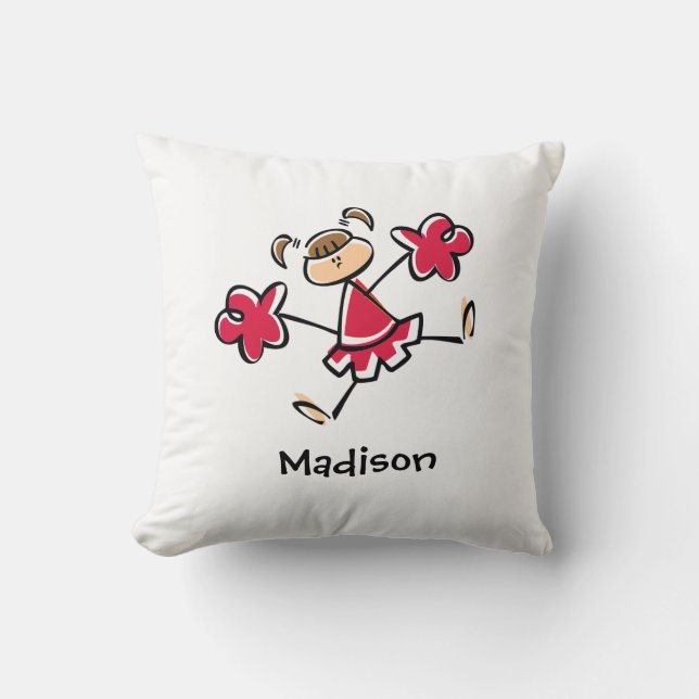 Crimson Red Cheerleader Throw Pillow (Front)