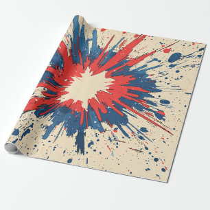 Crimson Red Comic Explosion Speed Line Wrapping Paper