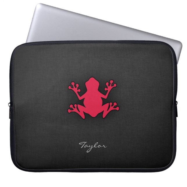 Crimson Red Frog Laptop Sleeve (Front)