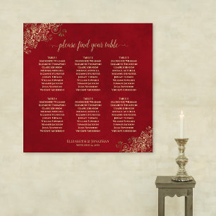 Crimson Red & Gold 6 Tableau Mariage Sièges
