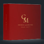 Crimson Red & Gold Monogram Minimalist Wedding Binder<br><div class="desc">This elegant binder,  featuring elegant gold monogram and editable text would make a wonderful addition to your celebration. Easily add your own details by clicking on the "Personalize" option.</div>