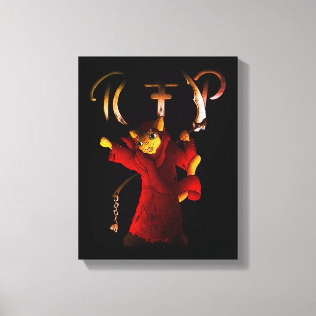 Crimson Red Grim Reaper Cat Canvas Print (Front)