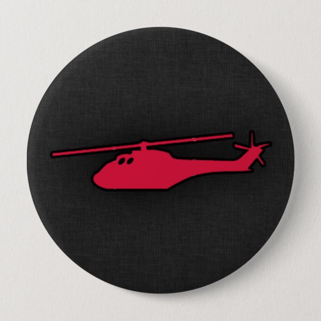 Crimson Red Helicopter 4 Inch Round Button (Front)