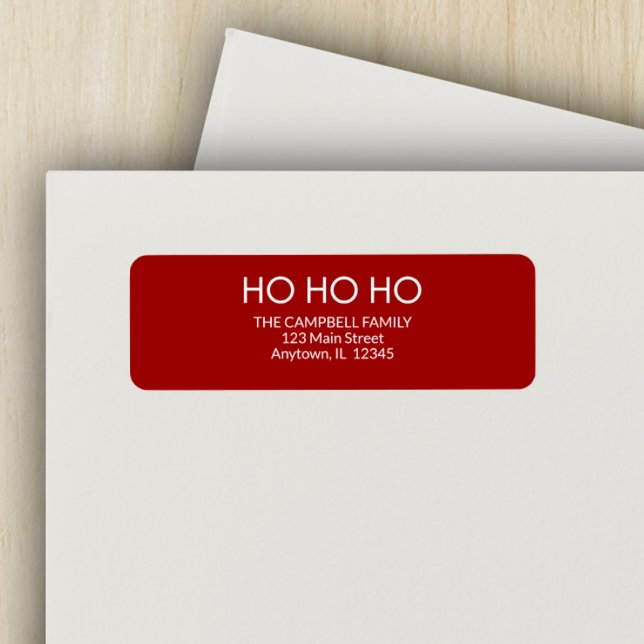 Crimson Red "HO HO HO" Return Address Label (Creator Uploaded)