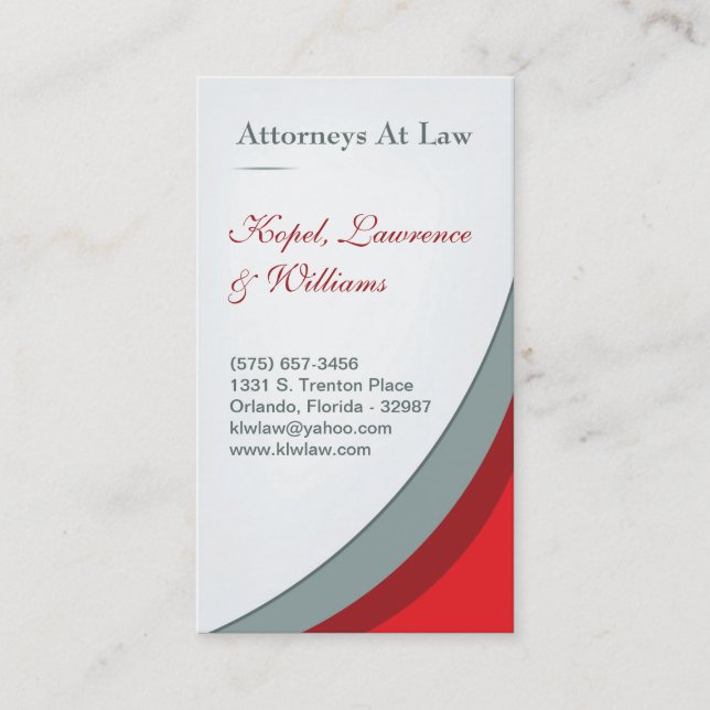 Crimson Red Law Firme Carte de visite juridique (Devant)