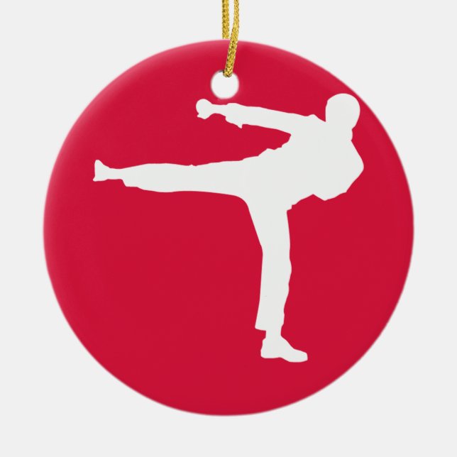 Crimson Red Martial Arts Ceramic Ornament (Front)