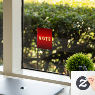 Crimson Red Metallic Graphic Vote Window Cling