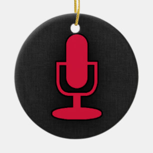 Crimson Red Microphone Ceramic Ornament