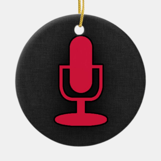 Crimson Red Microphone Ceramic Ornament (Front)