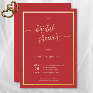 Crimson Red Modern Minimal Bridal Shower