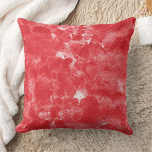 Crimson Red Modern Watercolor Texture Throw Pillow