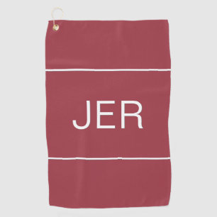 Crimson Red Monogrammed Initial Golfer Sports Pro Golf Towel