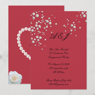 crimson red pearl invitation