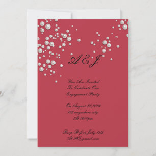 crimson red pearl invitation
