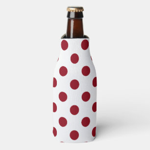 Crimson Red Polka Dots Circles Bottle Cooler