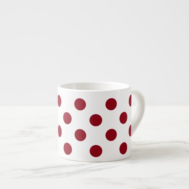 Crimson Red Polka Dots Circles Espresso Cup (Front Right)