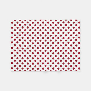 Crimson Red Polka Dots Circles Fleece Blanket