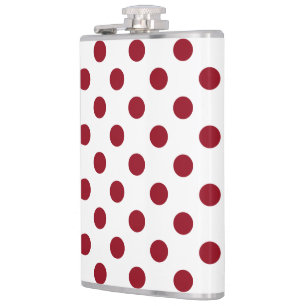 Crimson Red Polka Dots Circles Hip Flask