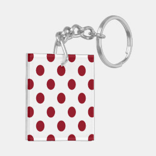 Crimson Red Polka Dots Circles Keychain