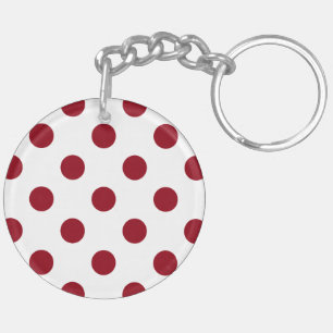 Crimson Red Polka Dots Circles Keychain