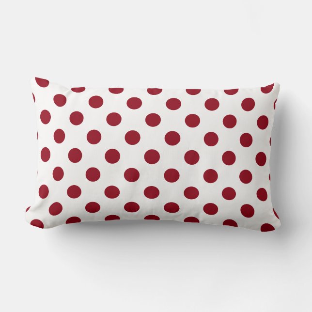Crimson Red Polka Dots Circles Lumbar Pillow (Front)